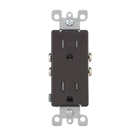 Leviton Duplex Straight Blade Receptacle, 5-15R, 15 A, 125V AC, 2 Pole, 3 Wire, Flush Mount, Grounded T5325-000